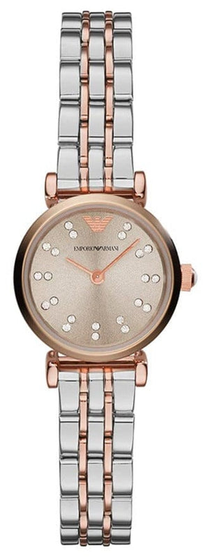 Emporio Armani Gianni T Bar Grey Dial Two Tone Steel Strap Watch For Women - AR1841
