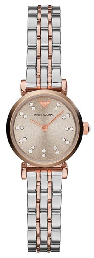 Emporio Armani Gianni T Bar Grey Dial Two Tone Steel Strap Watch For Women - AR1841