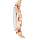 Emporio Armani Gianni T Bar Gunmetal Dial Beige Leather Strap Watch For Women - AR1681