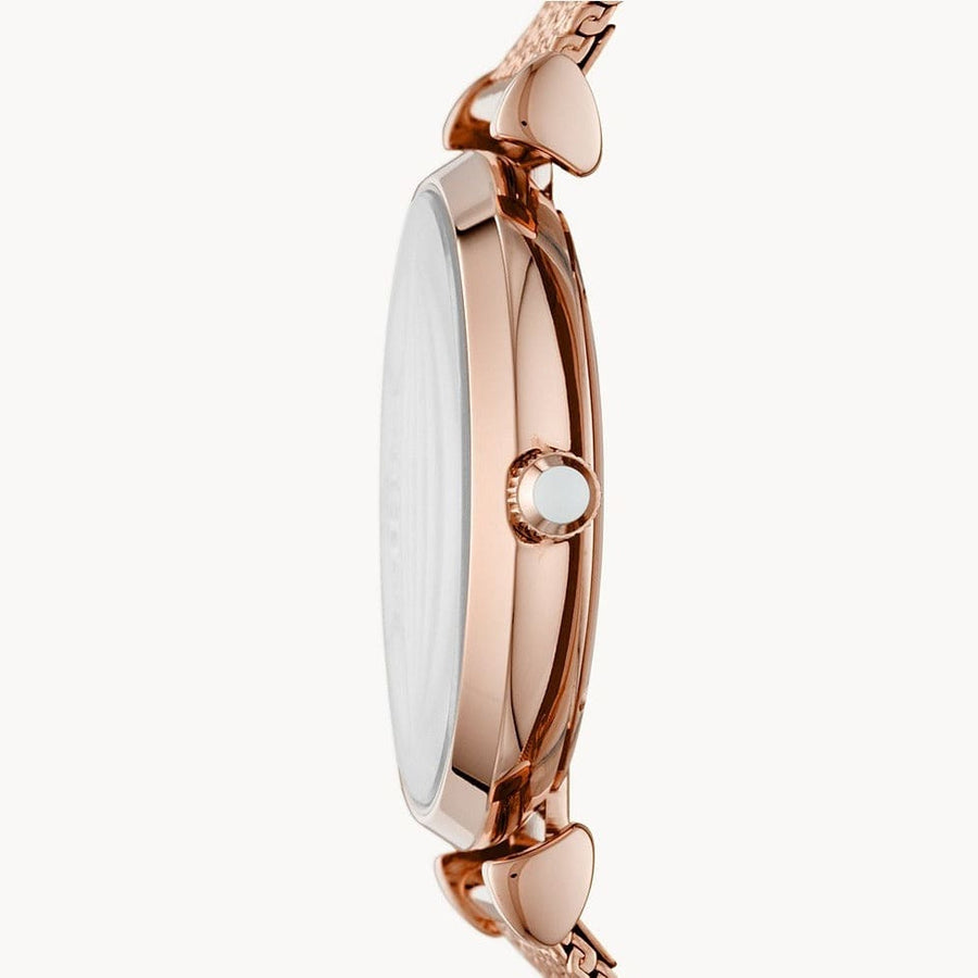 Emporio Armani Gianni T Bar Mother of Pearl Dial Rose Gold Mesh Bracelet Watch For Women - AR11320