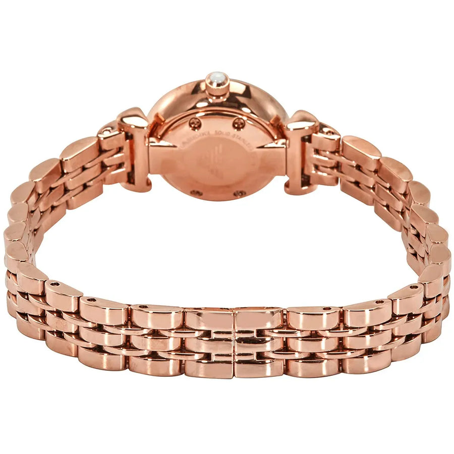 Emporio Armani Gianni T-Bar Mother of Pearl Dial Rose Gold Steel Strap Watch For Women - AR11203