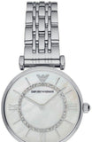 Emporio Armani Gianni T-Bar Mother of Pearl Dial Silver Stainless Steel Watch For Women - AR1908