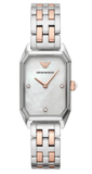 Emporio Armani Gianni T Bar Mother of Pearl Dial Two Tone Steel Strap Watch For Women - AR11146