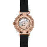 Emporio Armani Gianni T Bar Mother of Pearl White Dial Black Leather Strap Watch For Women - AR60047