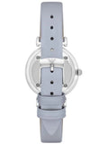 Emporio Armani Gianni T-Bar Mother Of Pearl White Dial Grey Leather Strap Watch For Women - AR11039