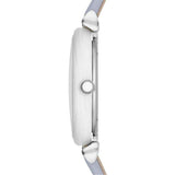 Emporio Armani Gianni T-Bar Mother Of Pearl White Dial Grey Leather Strap Watch For Women - AR11039
