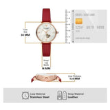 Emporio Armani Gianni T-Bar Mother of Pearl White Dial Red Leather Strap Watch For Women - AR60048