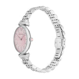 Emporio Armani Gianni T-Bar Pink Dial Silver Steel Strap Watch for Women - AR11686