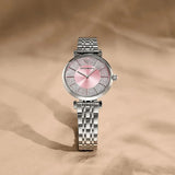 Emporio Armani Gianni T-Bar Pink Dial Silver Steel Strap Watch for Women - AR11686