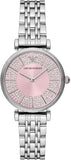 Emporio Armani Gianni T-Bar Pink Dial Silver Steel Strap Watch for Women - AR11686