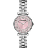 Emporio Armani Gianni T-Bar Pink Dial Silver Steel Strap Watch for Women - AR11686