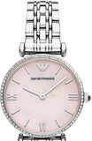 Emporio Armani Gianni T Bar Pink Mother of Pearl Dial Silver Steel Strap Watch For Women - AR1779