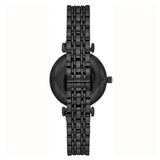 Emporio Armani Gianni T-Bar Quartz Black Mother of Pearl Dial Black Steel Strap Watch For Women - AR11268