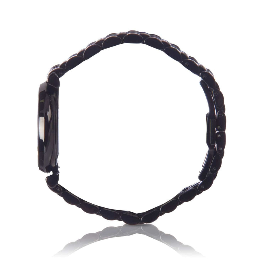 Emporio Armani Gianni T-Bar Quartz Black Mother of Pearl Dial Black Steel Strap Watch For Women - AR11268