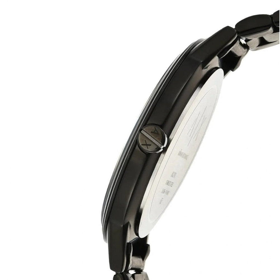 Emporio Armani Gianni T-Bar Quartz Black Mother of Pearl Dial Black Steel Strap Watch For Women - AR11268