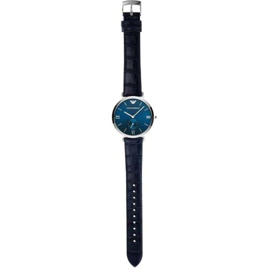 Emporio Armani Gianni T Bar Quartz Blue Dial Blue Leather Strap Watch For Men - AR11300