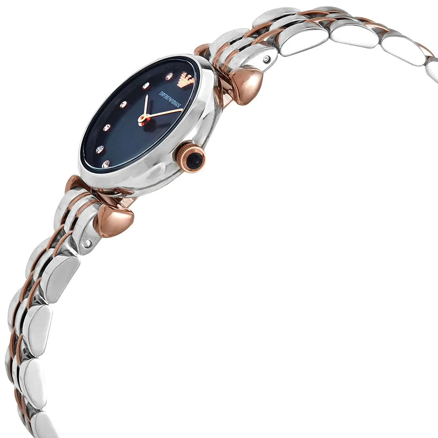 Emporio Armani Gianni T Bar Quartz Blue Dial Two Tone Steel Strap Watch For Women - AR11222