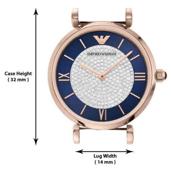 Emporio Armani Gianni T-Bar Quartz Crystals Black Dial Gold Steel Strap Watch For Women - AR11423