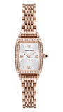 Emporio Armani Gianni T Bar Quartz Crystals White Dial Rose Gold Steel Strap Watch For Women - AR11406