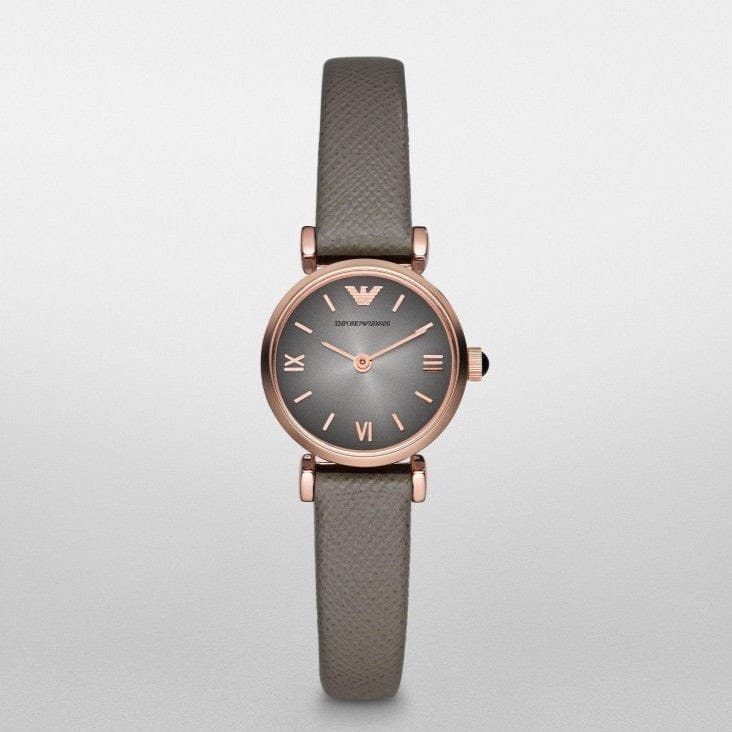 Emporio Armani Gianni T Bar Quartz Gray Dial Gray Leather Strap Watch For Women - AR1727