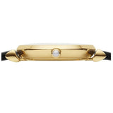 Emporio Armani Gianni T-Bar Quartz Mother of Pearl Dial Black Leather Strap Watch For Women - AR1910