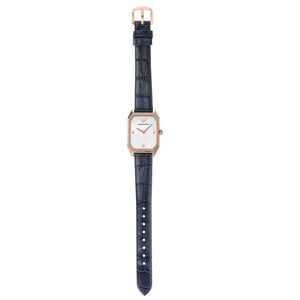 Emporio Armani Gianni T Bar Quartz Mother of Pearl Dial Blue Leather Strap Watch For Women - AR11466