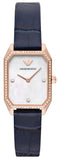 Emporio Armani Gianni T Bar Quartz Mother of Pearl Dial Blue Leather Strap Watch For Women - AR11466
