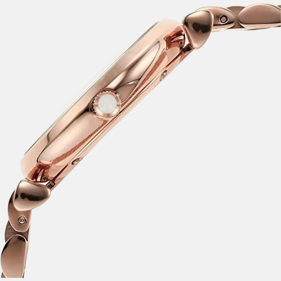 Emporio Armani Gianni T Bar Quartz Mother of Pearl Dial Rose Gold Steel Strap Watch For Women - AR11385