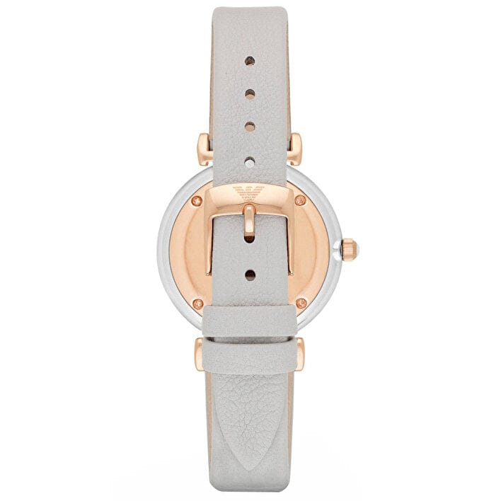 Emporio Armani Gianni T Bar Quartz Mother of Pearl Dial White Leather Strap Watch For Women - AR1965