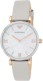 Emporio Armani Gianni T Bar Quartz Mother of Pearl Dial White Leather Strap Watch For Women - AR1965