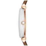 Emporio Armani Gianni T Bar Quartz Mother of Pearl White Dial Brown Leather Strap Watch For Women - AR11040