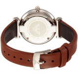 Emporio Armani Gianni T Bar Quartz Pink Mother of Pearl Dial Brown Leather Strap Watch For Women - AR1960