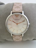 Emporio Armani Gianni T Bar Quartz Silver Dial Beige Leather Strap Watch For Women - AR80007