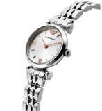 Emporio Armani Gianni T Bar Quartz Silver Dial Silver Steel Strap Watch For Women - AR1935