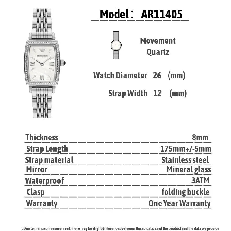 Emporio Armani Gianni T-Bar Quartz White Dial Silver Steel Strap Watch For Women - AR11405