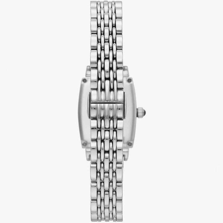 Emporio Armani Gianni T-Bar Quartz White Dial Silver Steel Strap Watch For Women - AR11405