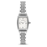 Emporio Armani Gianni T-Bar Quartz White Dial Silver Steel Strap Watch For Women - AR11405