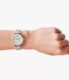 Emporio Armani Gianni T-Bar Silver Dial Two Tone Steel Strap Watch For Women - AR11293