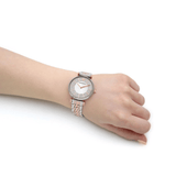 Emporio Armani Gianni T Bar Silver Dial Two Tone Steel Strap Watch for Women - AR11537