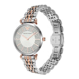 Emporio Armani Gianni T Bar Silver Dial Two Tone Steel Strap Watch for Women - AR11537