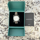 Emporio Armani Gianni T Bar Silver Dial Two Tone Steel Strap Watch for Women - AR11537