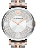 Emporio Armani Gianni T Bar Silver Dial Two Tone Steel Strap Watch for Women - AR11537