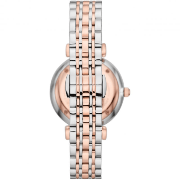 Emporio Armani Gianni T Bar Silver Dial Two Tone Steel Strap Watch for Women - AR11537