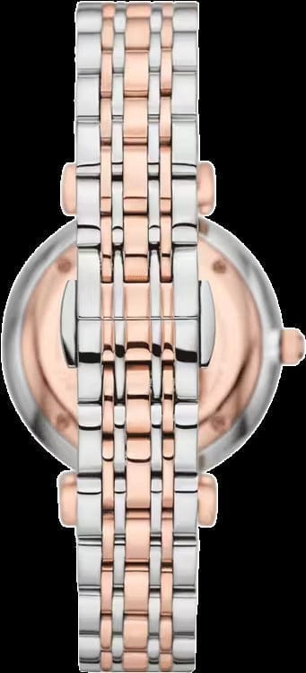 Emporio Armani Gianni T Bar Silver Dial Two Tone Steel Strap Watch for Women - AR11537
