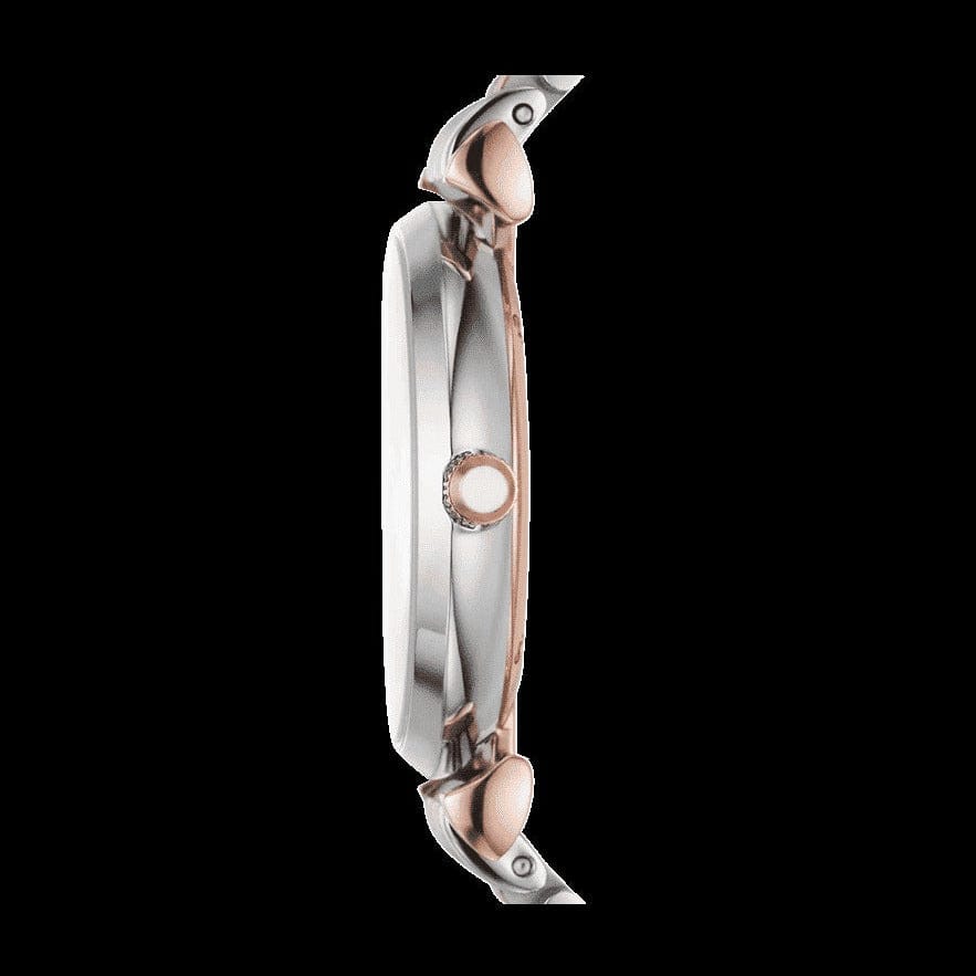 Emporio Armani Gianni T Bar Silver Dial Two Tone Steel Strap Watch for Women - AR11537