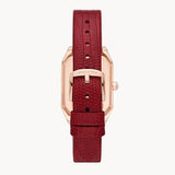 Emporio Armani Gianni T Bar Two-Hand Mother of Pearl Dial Red Leather Strap Watch For Women - AR11467