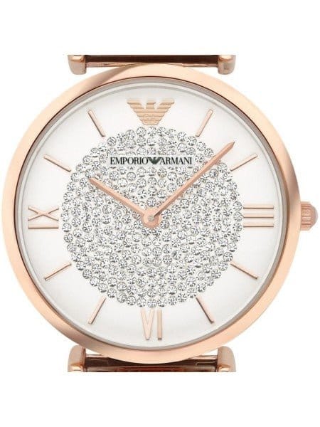 Emporio Armani Gianni T Bar White Dial Two Tone Steel Strap Watch For Women - AR1926