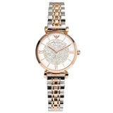 Emporio Armani Gianni T Bar White Dial Two Tone Steel Strap Watch For Women - AR1926
