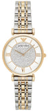 Emporio Armani Gianni T Bar White Dial Two Tone Steel Strap Watch For Women - AR8031