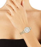 Emporio Armani Gianni T Bar White Mother of Pearl Dial Gold Steel Strap Watch For Women - AR1907
